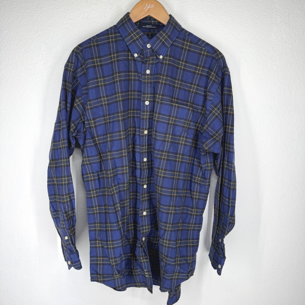 Daniel Cremieux Men Oxford Plaid Cotton Button Shirt M Blue Business Casual Prep